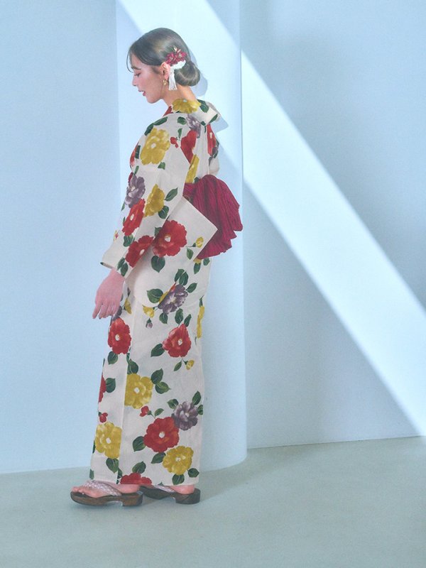 画像11: 【即日発送】モダン椿浴衣【浴衣３点セット 浴衣/帯/下駄】[YMT]