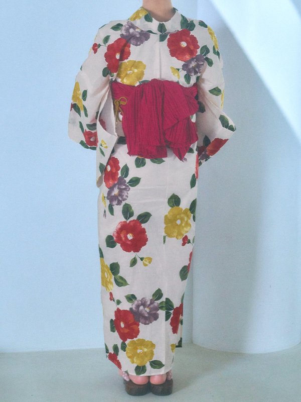 画像17: 【即日発送】モダン椿浴衣【浴衣３点セット 浴衣/帯/下駄】[YMT]