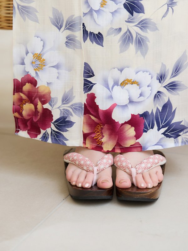 画像25: 【即日発送】ホワイト×レッド牡丹浴衣【浴衣３点セット 浴衣/帯/下駄】[OF04]