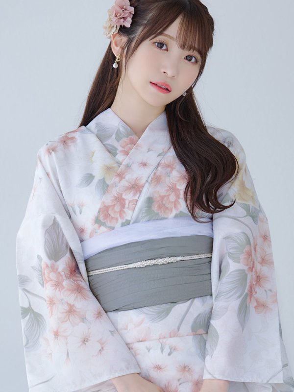 画像16: 【浴衣セール！】【即日発送】ホワイトベージュ紫陽花浴衣【浴衣３点セット 浴衣/帯/下駄】[YMT]