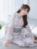 画像1: 【即日発送】ホワイトベージュ紫陽花浴衣 OBI-siwa-202-ok-8-GY/ HIMO-900-yn-5-IV / HEKO-800-sb-5-WH / YA-1024-wk-BE / GETA-02-ok-2-IV/ [YMT] (1)