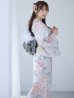 画像2: 【即日発送】ホワイトベージュ紫陽花浴衣 OBI-siwa-202-ok-8-GY/ HIMO-900-yn-5-IV / HEKO-800-sb-5-WH / YA-1024-wk-BE / GETA-02-ok-2-IV/ [YMT] (2)