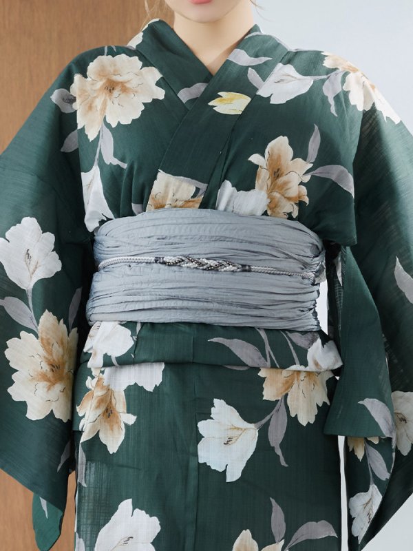 画像19: 【即日発送】ディープグリーン×イエローフラワー浴衣【浴衣３点セット 浴衣/帯/下駄】[YMT]