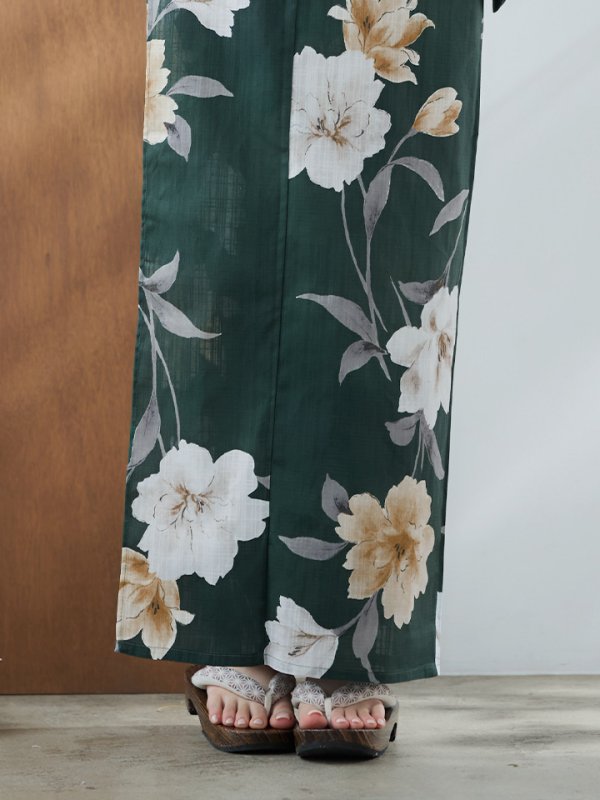画像20: 【即日発送】ディープグリーン×イエローフラワー浴衣【浴衣３点セット 浴衣/帯/下駄】[YMT]