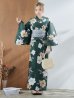 画像4: 【即日発送】ディープグリーン×イエローフラワー浴衣 OBI-siwa-202-ok-8-GY / HIMO-900-yn-4-GYxGY / HEKO-800-sb-5-WH / YA-1027-wk-IV / GETA-02-ok-4-MOC/ [YMT]