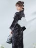 画像16: 【即日発送】ブラック×線画フラワー浴衣【浴衣３点セット 浴衣/帯/下駄】OBI-siwa-202-ok-6-W / HIMO-900-yn-5-IV / HEKO-800-sb-5-WH / YA-1079-kj-8-W / GETA-03-ok-2-P [YMT]