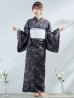 画像4: 【即日発送】ブラック×線画フラワー浴衣【浴衣３点セット 浴衣/帯/下駄】OBI-siwa-202-ok-6-W / HIMO-900-yn-5-IV / HEKO-800-sb-5-WH / YA-1079-kj-8-W / GETA-03-ok-2-P [YMT]