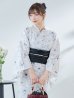 画像9: 【即日発送】ホワイト×線画フラワー浴衣【浴衣３点セット 浴衣/帯/下駄】OBI-siwa-202-ok-11-B / HIMO-900-yn-1-B / HEKO-800-sb-5-WH / YA-73-kn-GY / GETA-03-ok-2-P[YMT]