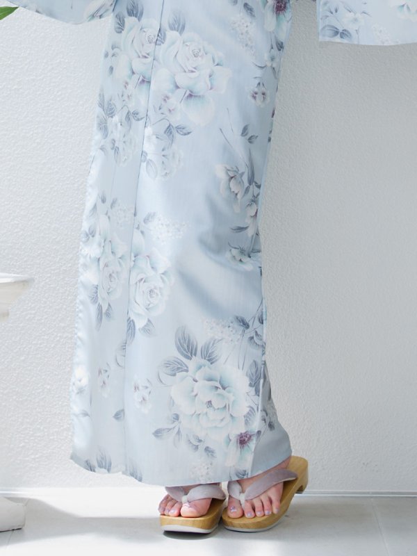 画像16: 【即日発送】クラシカルローズブルー浴衣【浴衣３点セット 浴衣/帯/下駄】[YMT]