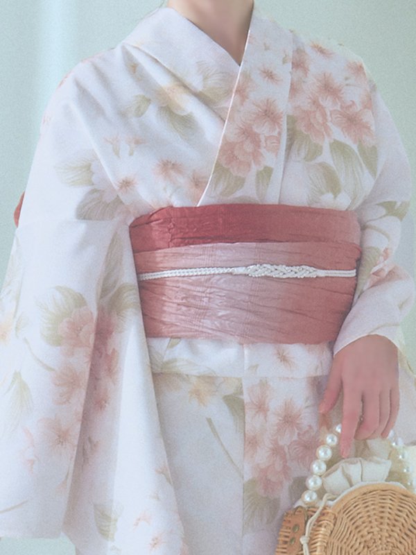 画像23: 【即日発送！】クリームイエロー×オレンジ紫陽花浴衣【浴衣３点セット 浴衣/帯/下駄】[YMT]