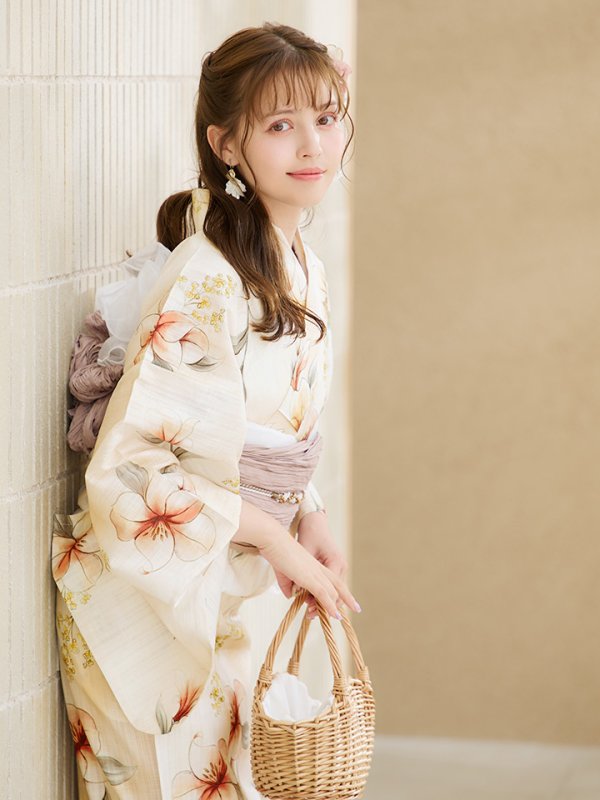 画像6: 【即日発送】アイボリーフラワー浴衣【浴衣３点セット 浴衣/帯/下駄】[YMT]