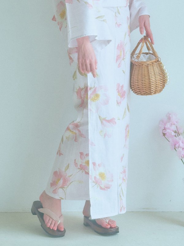 画像22: 【即日発送】水彩ピンクフラワー浴衣【浴衣３点セット 浴衣/帯/下駄】[YMT]