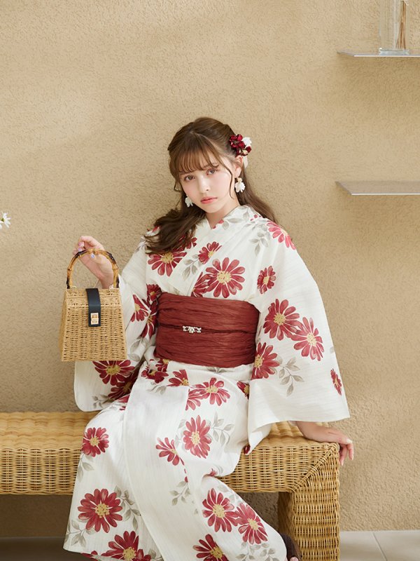 画像7: レッドフラワーモダン浴衣【浴衣３点セット 浴衣/帯/下駄】[OF04]【予約 / 5月下旬発送予定】