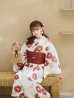 画像7: 【即日発送】レッドフラワーモダン浴衣【浴衣３点セット 浴衣/帯/下駄】OBI-siwa-200-kj-10-TRC / HIMO-902-kj-3-TRC / HEKO-800-sb-5-WH / YA-1026-kn-R / GETA-02-ok-8-RoseP/ [YMT]