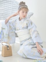 【即日発送】アイシーリリーフラワー浴衣 OBI-siwa-202-ok-5-IV / HIMO-900-yn-5-IV / HEKO-800-sb-5-WH / YA-1079-kj-7-W / GETA-02-ok-2-IV / [YMT]