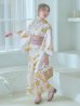 画像4: 【即日発送】白地にイエローの水彩花柄浴衣【浴衣３点セット 浴衣/帯/下駄】OBI-siwa-202-ok-1-BE / HIMO-900-yn-7-MOC / HEKO-800-sb-3-BR / YA-68-kn-YEBE / GETA-02-ok-4-MOC/ [YMT]