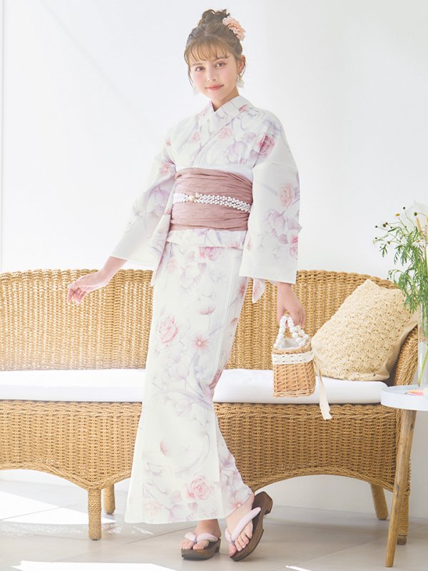 画像4: 【即日発送】アイシーピンクフラワー浴衣【浴衣３点セット 浴衣/帯/下駄】[YMT]