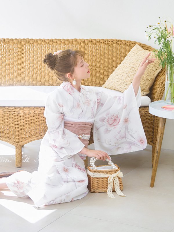 画像7: 【即日発送】アイシーピンクフラワー浴衣【浴衣３点セット 浴衣/帯/下駄】[YMT]