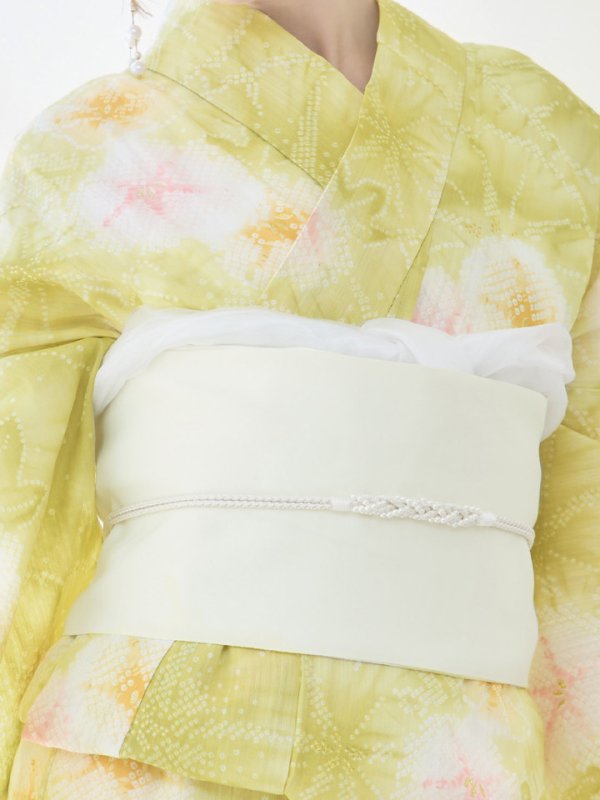 画像20: 【即日発送】イエローグリーン絞り柄浴衣【浴衣３点セット 浴衣/帯/下駄】[YMT]