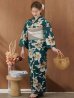 画像4: 【即日発送！】グリーン×牡丹浴衣【浴衣３点セット 浴衣/帯/下駄】[YMT]