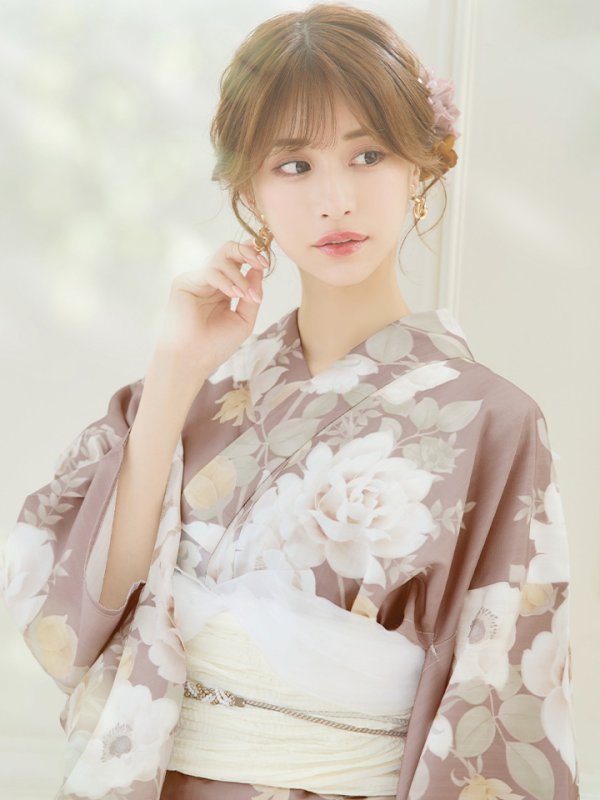 画像15: 【即日発送】ピンクベージュフラワー浴衣【浴衣３点セット 浴衣/帯/下駄】[YMT]