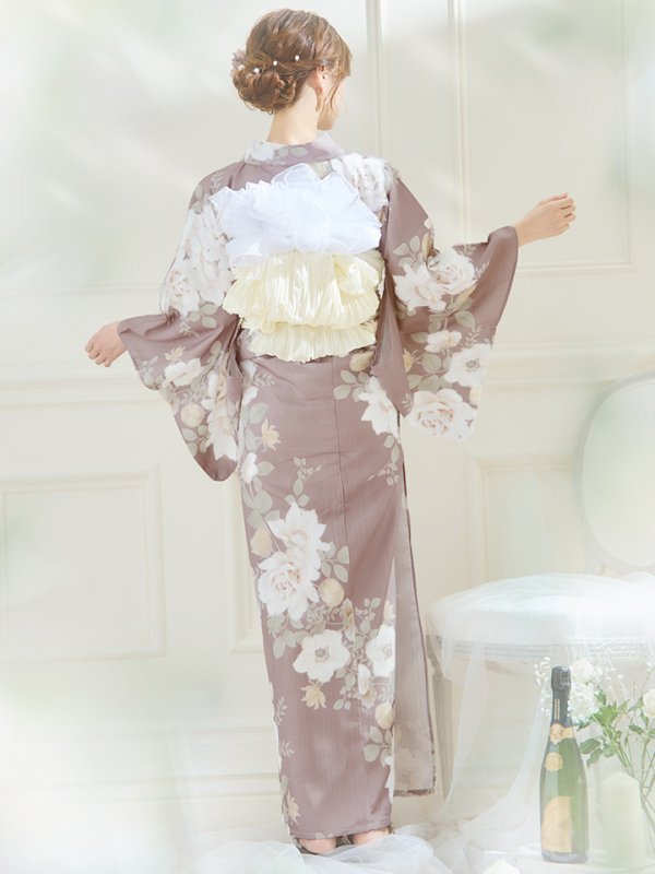 画像17: 【即日発送】ピンクベージュフラワー浴衣【浴衣３点セット 浴衣/帯/下駄】[YMT]
