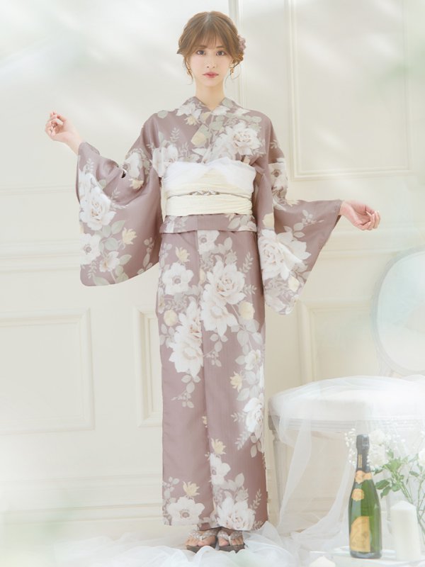 画像4: 【即日発送】ピンクベージュフラワー浴衣【浴衣３点セット 浴衣/帯/下駄】[YMT]