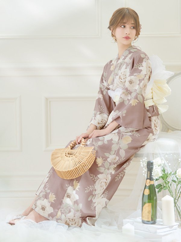 画像6: 【即日発送】ピンクベージュフラワー浴衣【浴衣３点セット 浴衣/帯/下駄】[YMT]