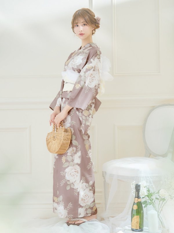 画像9: 【即日発送】ピンクベージュフラワー浴衣【浴衣３点セット 浴衣/帯/下駄】[YMT]