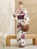 画像2: 【即日発送】パープルレッドダリア柄浴衣【浴衣３点セット 浴衣/帯/下駄】OBI-siwa-202-ok-16-WR / HIMO-902-kj-5-RosePK / HEKO-800-sb-5-WH / YA-1024-wk-BE / GETA-02-ok-8-RoseP/ [YMT] (2)