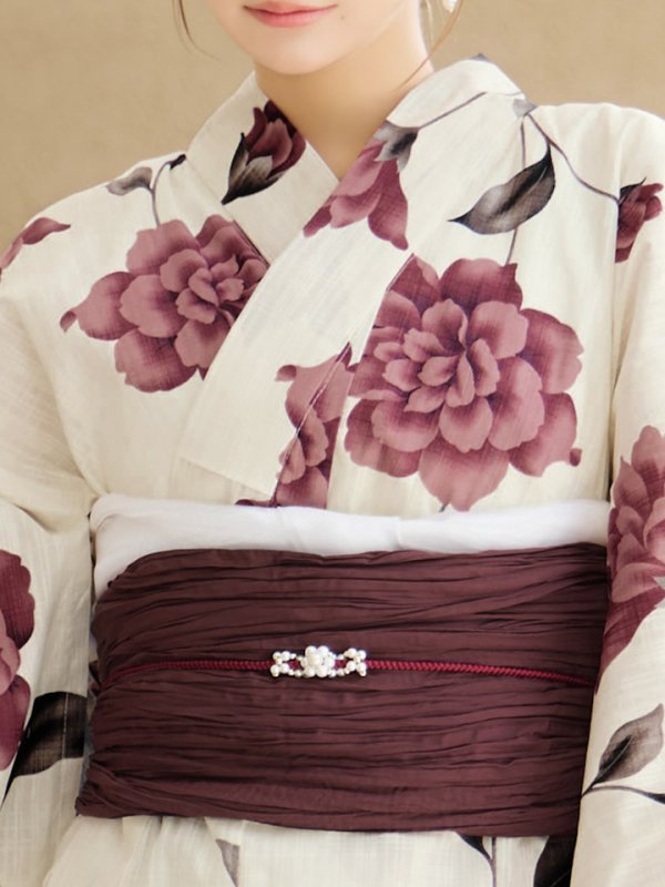 画像15: 【即日発送】パープルレッドダリア柄浴衣【浴衣３点セット 浴衣/帯/下駄】[YMT]