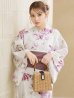 画像3: 【即日発送】パープルピンクフラワー浴衣【浴衣３点セット 浴衣/帯/下駄】OBI-siwa-202-ok-17-BR / HIMO-900-yn-7-MOC / HEKO-800-sb-5-WH / YA-1024-wk-BE / GETA-02-ok-8-RoseP/ [YMT]