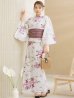 画像4: 【即日発送】パープルピンクフラワー浴衣【浴衣３点セット 浴衣/帯/下駄】OBI-siwa-202-ok-17-BR / HIMO-900-yn-7-MOC / HEKO-800-sb-5-WH / YA-1024-wk-BE / GETA-02-ok-8-RoseP/ [YMT]