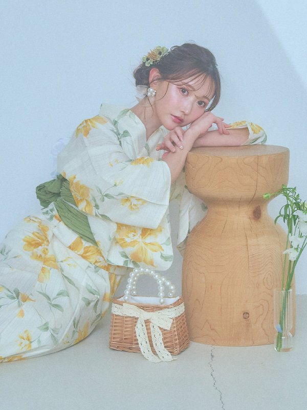 画像11: 【即日発送！】レモンフラワー浴衣【浴衣３点セット 浴衣/帯/下駄】[YMT]