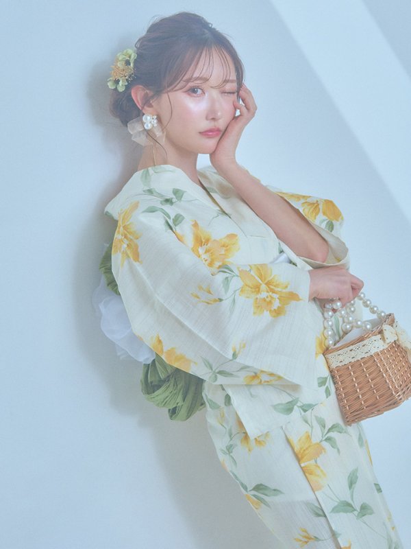画像16: 【即日発送！】レモンフラワー浴衣【浴衣３点セット 浴衣/帯/下駄】[YMT]