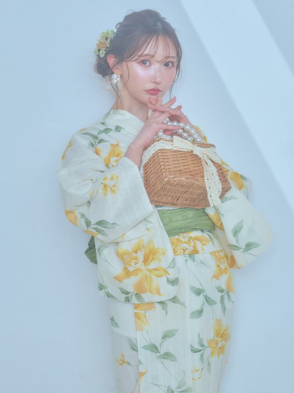 画像6: 【即日発送！】レモンフラワー浴衣【浴衣３点セット 浴衣/帯/下駄】[YMT]
