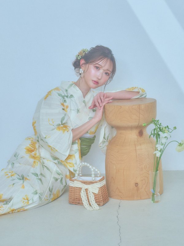 画像7: 【即日発送！】レモンフラワー浴衣【浴衣３点セット 浴衣/帯/下駄】[YMT]