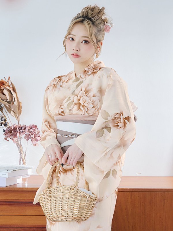 画像9: 【即日発送】リッチベージュダリア浴衣【浴衣３点セット 浴衣/帯/下駄】[YMT]