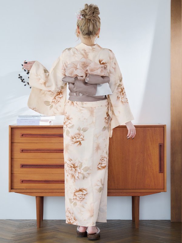 画像11: 【即日発送】リッチベージュダリア浴衣【浴衣３点セット 浴衣/帯/下駄】[YMT]