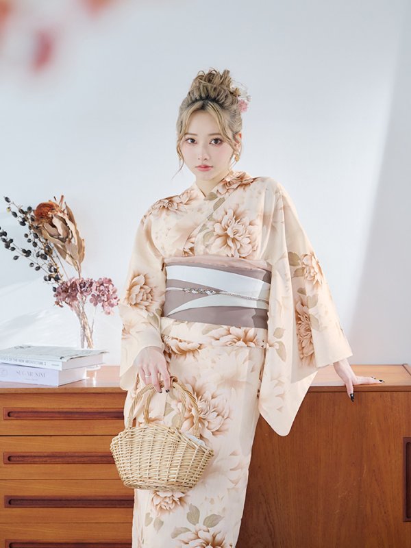 画像6: 【即日発送】リッチベージュダリア浴衣【浴衣３点セット 浴衣/帯/下駄】[YMT]