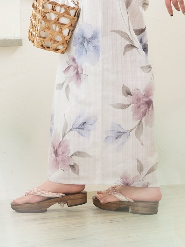 画像17: 【即日発送！】ホワイト×アイシーフラワー浴衣【浴衣３点セット 浴衣/帯/下駄】[YMT]