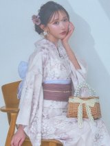 【即日発送】くすみカラー×パープルダリア浴衣 OBI-siwa-202-ok-17-BR / HIMO-900-yn-8-P / HEKO-800-sb-5-WH / YA-68-kn-PL / GETA-02-ok-5-P/ [YMT]