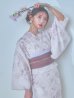 画像2: 【即日発送】くすみカラー×パープルダリア浴衣【浴衣３点セット 浴衣/帯/下駄】OBI-siwa-202-ok-17-BR / HIMO-900-yn-8-P / HEKO-800-sb-5-WH / YA-68-kn-PL / GETA-02-ok-5-P/ [YMT] (2)