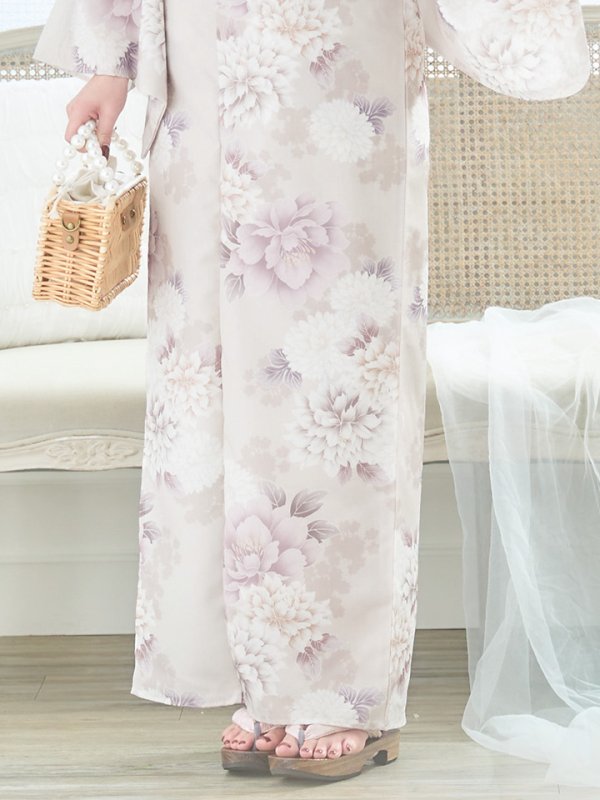 画像19: 【即日発送】くすみカラー×パープルダリア浴衣【浴衣３点セット 浴衣/帯/下駄】[YMT]