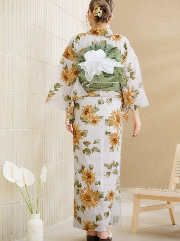 画像13: 【即日発送】水彩向日葵浴衣【浴衣３点セット 浴衣/帯/下駄】[YMT]