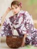 画像1: 白地×ピンクの蓮の花浴衣 OBI-siwa-201-wk-1-LV / HIMO-902-kj-5-RosePK / HEKO-800-sb-5-WH / YA-1027-wk-PL / GETA-02-ok-8-RoseP/ [YMT] (1)
