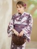 画像2: 白地×ピンクの蓮の花浴衣 OBI-siwa-201-wk-1-LV / HIMO-902-kj-5-RosePK / HEKO-800-sb-5-WH / YA-1027-wk-PL / GETA-02-ok-8-RoseP/ [YMT] (2)
