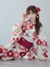 画像1: 【予約 / 5月中旬発送予定】古典レトロ椿浴衣 OBI-siwa-201-wk-3-WR / HIMO-902-kj-5-RosePK / HEKO-800-sb-5-WH / YA-1027-wk-R / GETA-02-ok-8-RoseP/ [YMT] (1)