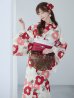 画像10: 【予約 / 5月中旬発送予定】古典レトロ椿浴衣 OBI-siwa-201-wk-3-WR / HIMO-902-kj-5-RosePK / HEKO-800-sb-5-WH / YA-1027-wk-R / GETA-02-ok-8-RoseP/ [YMT]
