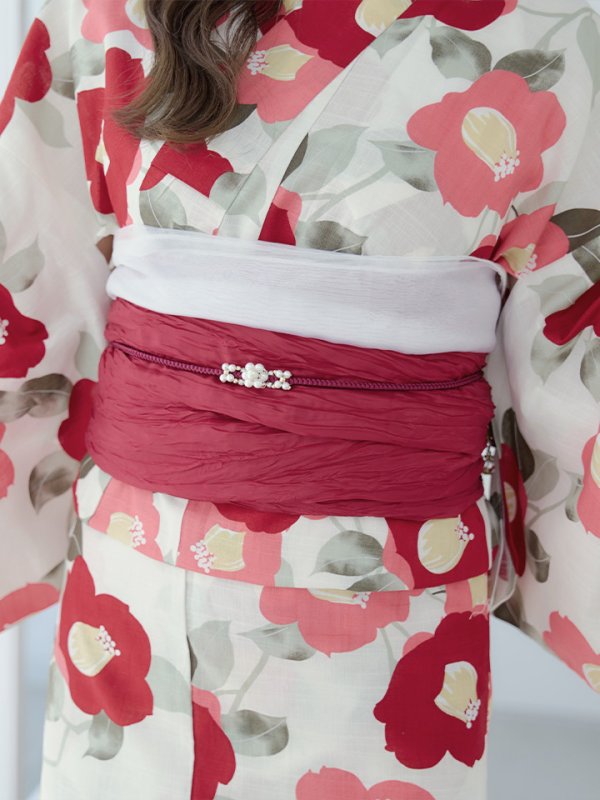 画像17: 【即日発送】古典レトロ椿浴衣【浴衣３点セット 浴衣/帯/下駄】[YMT]